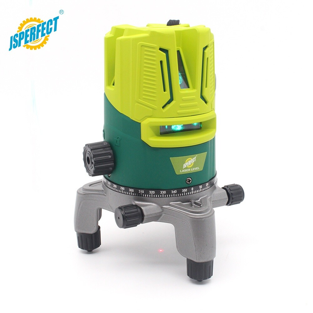 JSPERFECT 5 Lines Electronic Self-leveling Green Beam Handy Laser Level with 2 Battery