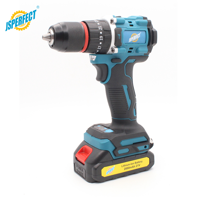 JSPERFECT 4D Green 360 Lithium Battery Laser Level and 13mm Cordless Impact Drill Tool Box