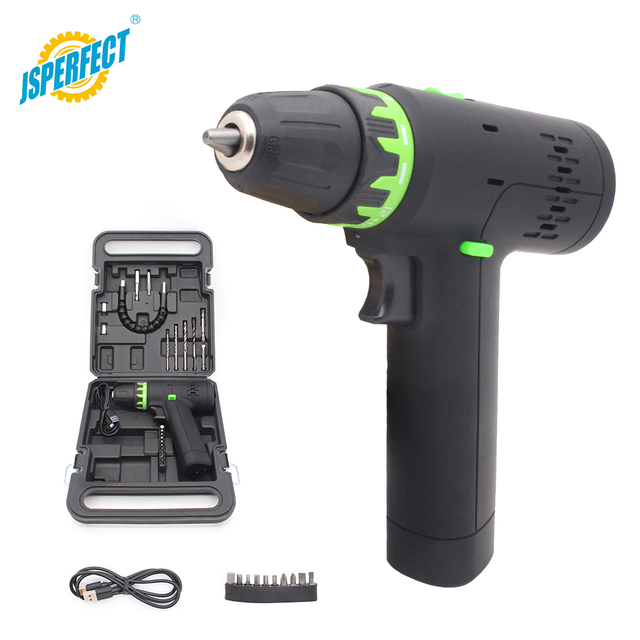 12V Battery Powered Cordless Drill Driver 35N.m Torque Brush Motor Portable Electric Drill Kit For Household Wood Metal Drilling